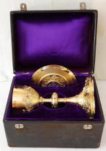 Solid silver gilt antique French Gothic Chalice.